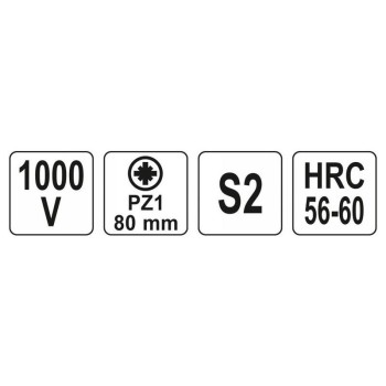 YATO Csavarhúzó PZ1 x 80 mm 1000 V-ig szigetelt (YT-2825)