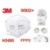 Légzésvédő maszk - FFP2 - KN95 szelep nélküli, fejpánttal, professzionális, 3M (9502+) Légzésvédő maszk - FFP2 - KN95 szelep nélküli, fejpánttal, professzionális, 3M (9502+)