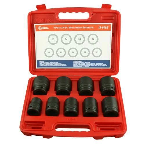 Légkulcsfej klt. 3/4' 9 db-os 6 lap rövid Genius (IS-609E) Légkulcsfej klt. 3/4' 9 db-os 6 lap rövid Genius (IS-609E)