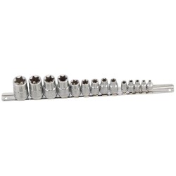 Dugókulcs - crowafej klt. 1/2"-3/8"-1/4" belső E-torx 14 db-os E4-E24 (TX-23414) Dugókulcs - crowafej klt. 1/2"-3/8"-1/4" belső E-torx 14 db-os E4-E24 (TX-23414)