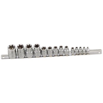 Dugókulcs - crowafej klt. 1/2&quot;-3/8&quot;-1/4&quot; belső E-torx 14 db-os E4-E24 (TX-23414)