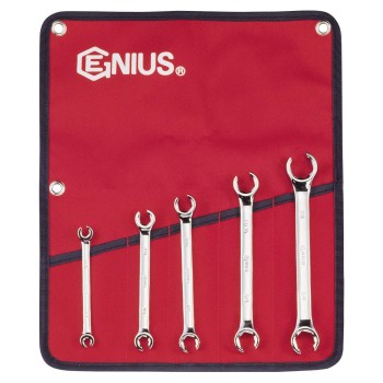 GENIUS Tools FN-005S fékcsőkulcs készlet, 5 részes colos hollanderkulcs, inch méret