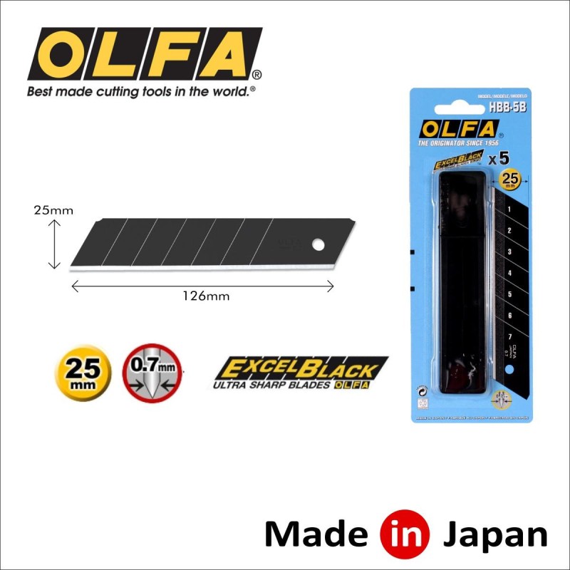 Penge OLFA tördelhető 25 mm 5 db - fekete, bliszteres (HBB-5B)