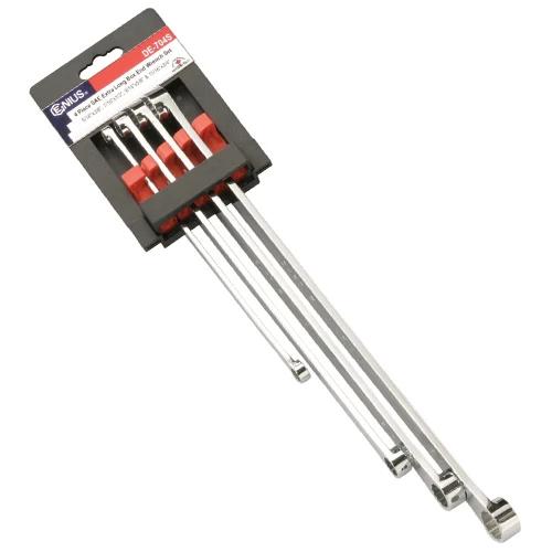 Genius Tools csillag‑csillagkulcs készlet, extra hosszú, 4 db (SAE 5/16''–3/4'') – DE‑704S