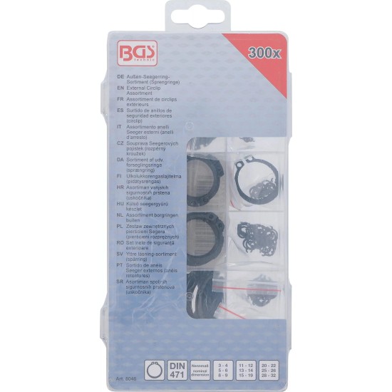 Seegergyűrű külső klt. 300 db-os (BGS-8046)