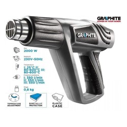 Hőlégfúvó Graphite 2000 W-os 3 fokozatú 25-600°C (59G524) Hőlégfúvó Graphite 2000 W-os 3 fokozatú 25-600°C (59G524)