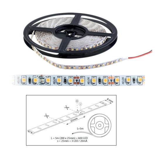 Szalag LED 3528 beltéri 120 db/m - 3000K - ELMARK (99LED666)