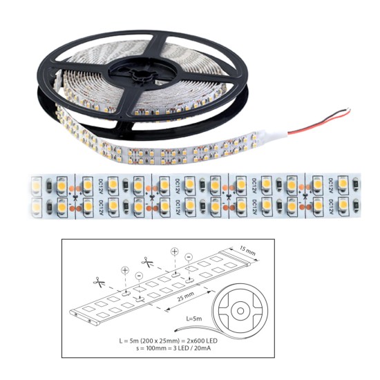 Szalag LED 3528 beltéri 2x120 db/m - 3000K - ELMARK (99LED684)