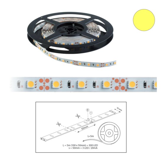 Szalag LED 5050 beltéri 60 db/m - sárga - ELMARK (99LED672)