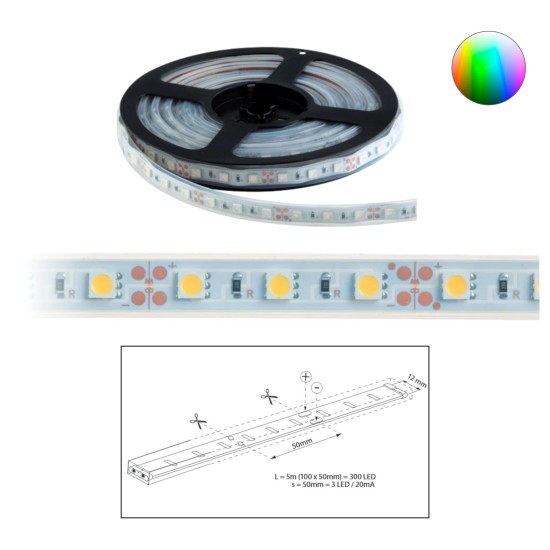 Szalag LED 5050 kültéri 60 db/m - RGB - ELMARK (99LED683)