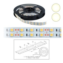 Szalag LED 5050 beltéri 2x60 db/m - 3000K - ELMARK (99LED688)