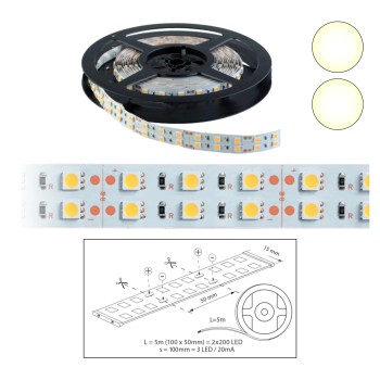 Szalag LED 5050 beltéri 2x60 db/m - 3000K - ELMARK (99LED688)