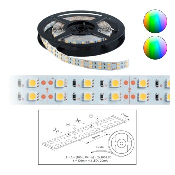 Szalag LED 5050 beltéri 2x60 db/m - RGB - ELMARK (99LED690)