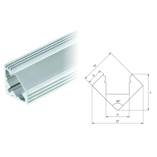 Profil, alumínium - LED szalaghoz - 90° sarok, 1 méteres ELMARK (99ACC14)