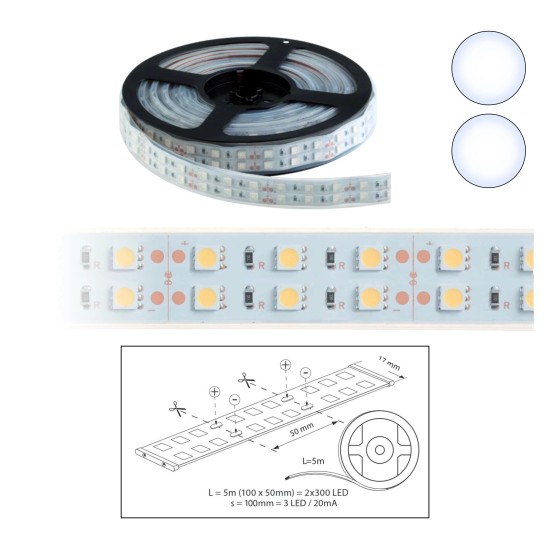 Szalag LED 5050 kültéri 2x60 db/m - 6500K - ELMARK (99LED692)