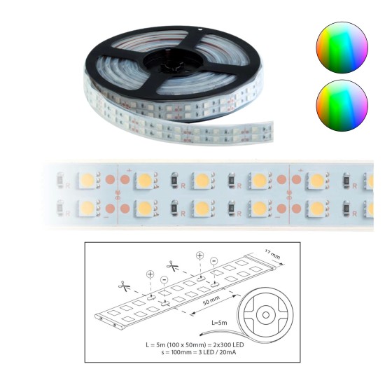 Szalag LED 5050 kültéri 2x60 db/m - RGB - ELMARK (99LED693)