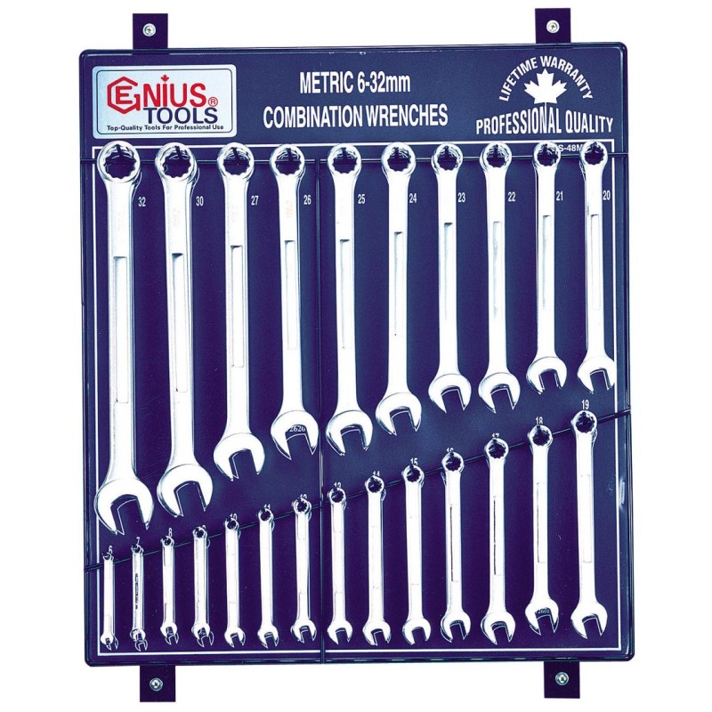 Csillag-villáskulcs klt. 48 db-os2x24 db/ fali fém - Genius (HS-48M)