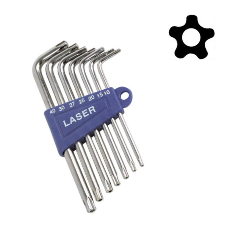 Torxkulcs, furatos 'L' alakú klt.ötágú TPX10-40 07 db-os (LAS-3498)