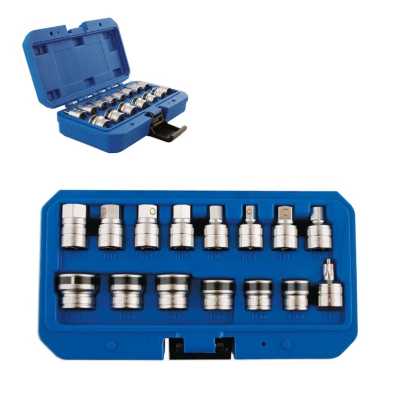 Olajleeresztő kulcs klt. - mágneses dugófejekkel 15 db-os (LAS-5518)