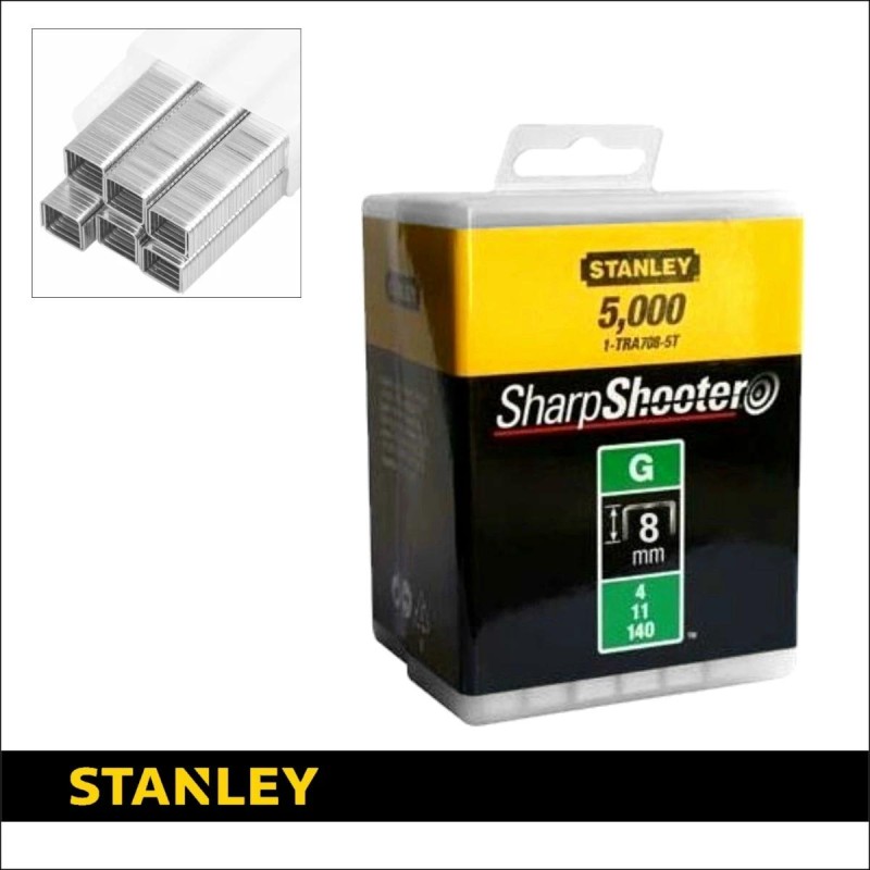Tűzőkapocs G típus, ipari - 8 mm 5000 db - Stanley (1-TRA705-5T) Tűzőkapocs G típus, ipari - 8 mm 5000 db - Stanley (1-TRA705-5T)
