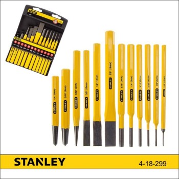 Csapkiütő, laposvágó és pontozó klt. 12 db-os - Stanley (4-18-299)