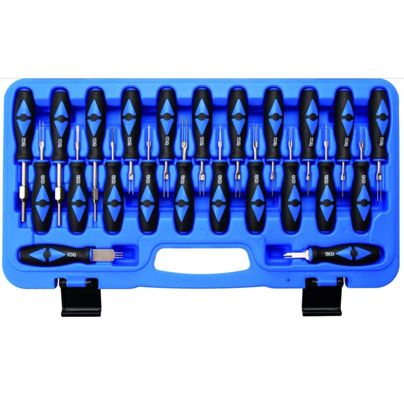 Kábelcsatlakozó szerelő - saru eltávolító klt. 23 db-os (BGS-60160) Kábelcsatlakozó szerelő - saru eltávolító klt. 23 db-os (BGS-60160)