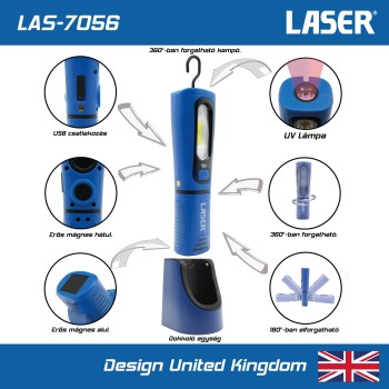 Szerelőlámpa LED 01 COB ledes 3W+1W beépített UV lámpa +dokkoló -TS20 (LAS-7056)