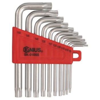 Torxkulcs 'L' alakú készlet 10 db-os torx, rövid Fényes Genius ( SK-010SS )