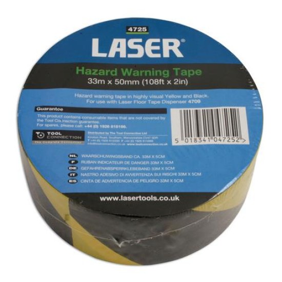 Jelölőszalag sárga-fekete 33 méter x 50 mm öntapadós - Laser (LAS-4725)