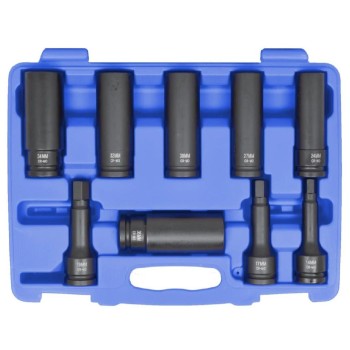 Légkulcsfej klt. 3/4' 9 db-os 12 lapú hosszú-vékony24-36mm +H14-17-19 (91034900)