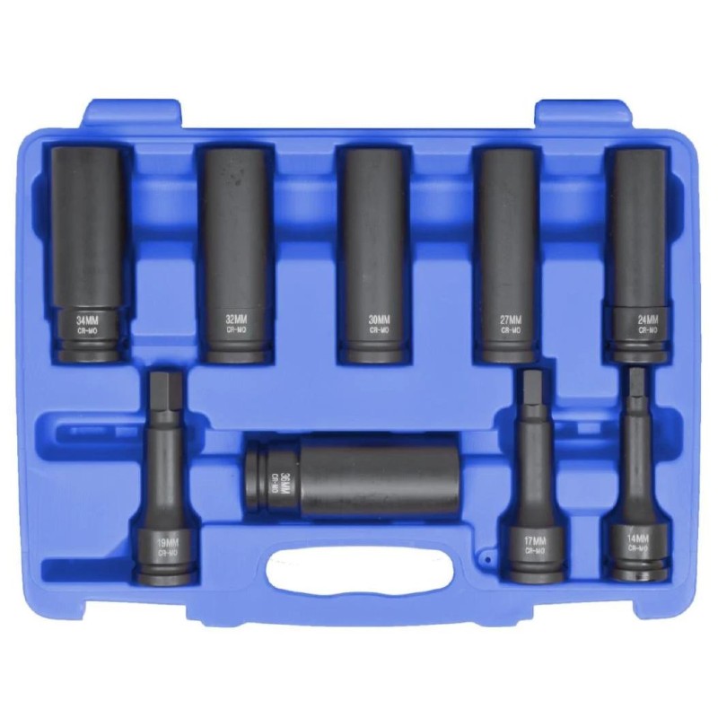 Légkulcsfej klt. 3/4' 9 db-os 12 lapú hosszú-vékony24-36mm +H14-17-19 (91034900) Légkulcsfej klt. 3/4' 9 db-os 12 lapú hosszú-vékony24-36mm +H14-17-19 (91034900)