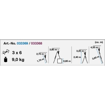 Alu lépcsőfokos sokcélú állólétra 3 x 6 Fokos - CORDA- (033369)