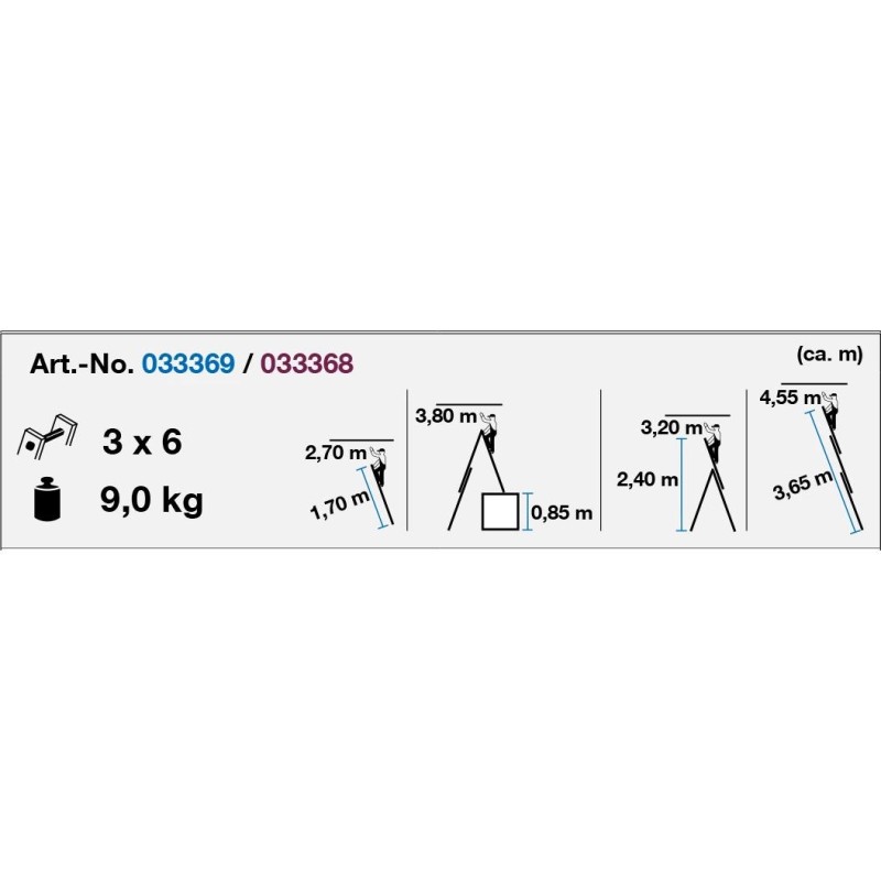 Alu lépcsőfokos sokcélú állólétra 3 x 6 Fokos - CORDA- (033369)