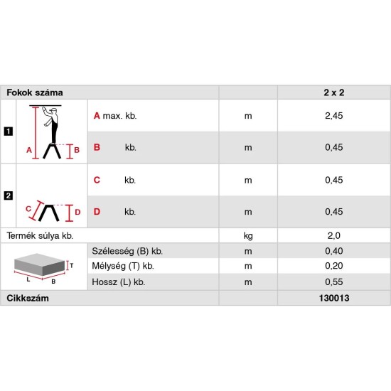 Treppy lépcsőfokos dobogó, 2x2 Fokos ALU - MONTO- (130013)