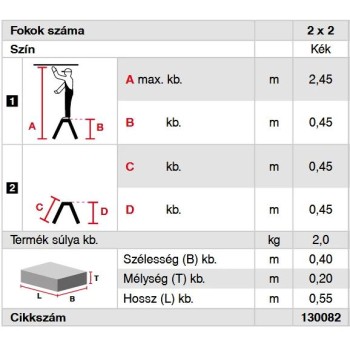 Rolly gurulós fellépő ALU, 2x2 fokos, Kék - MONTO- (130082)