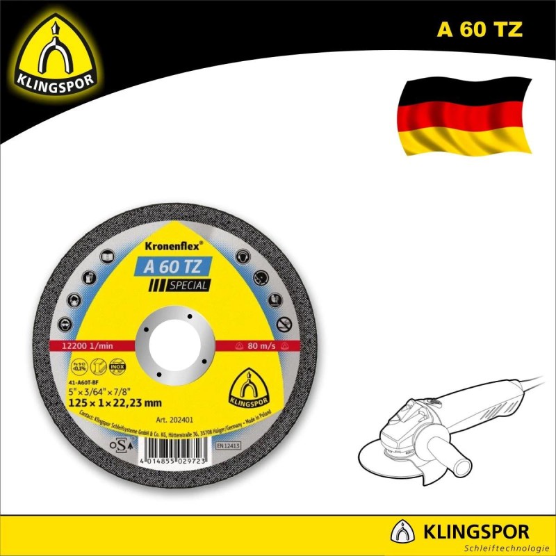 Vágókorong 125x1.0 mm A60 TZ - inox és színesfém - KLN (202401)