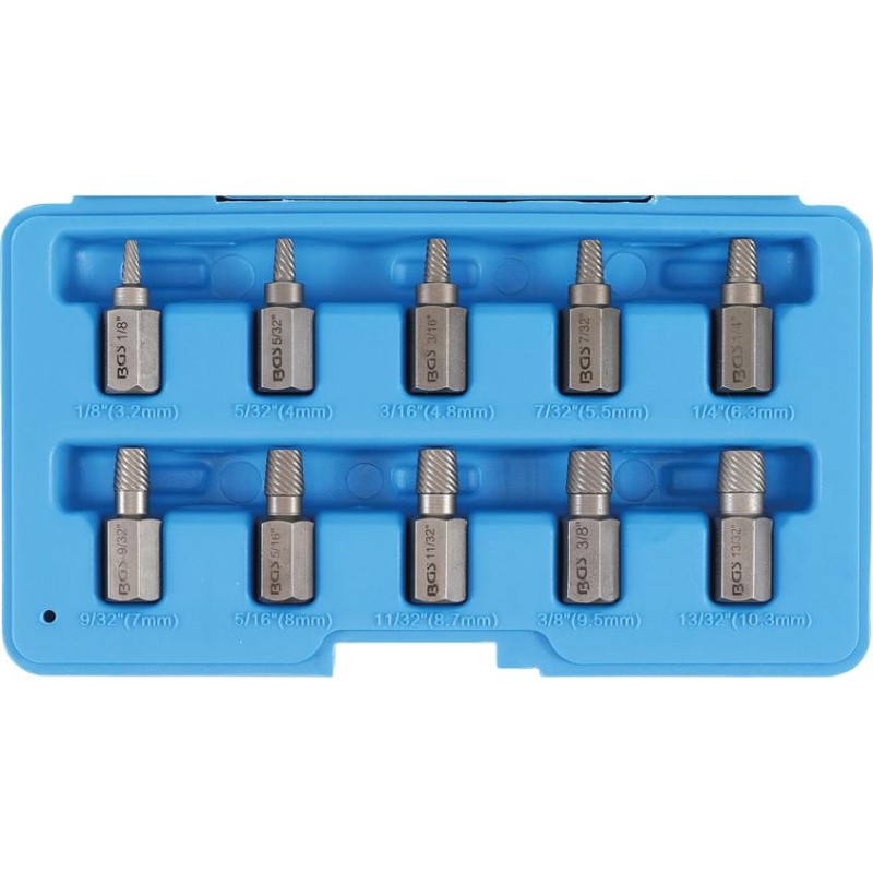 Csavarkiszedő klt. - sérült fejű csavarokhoz 10 db-os (BGS-8547)