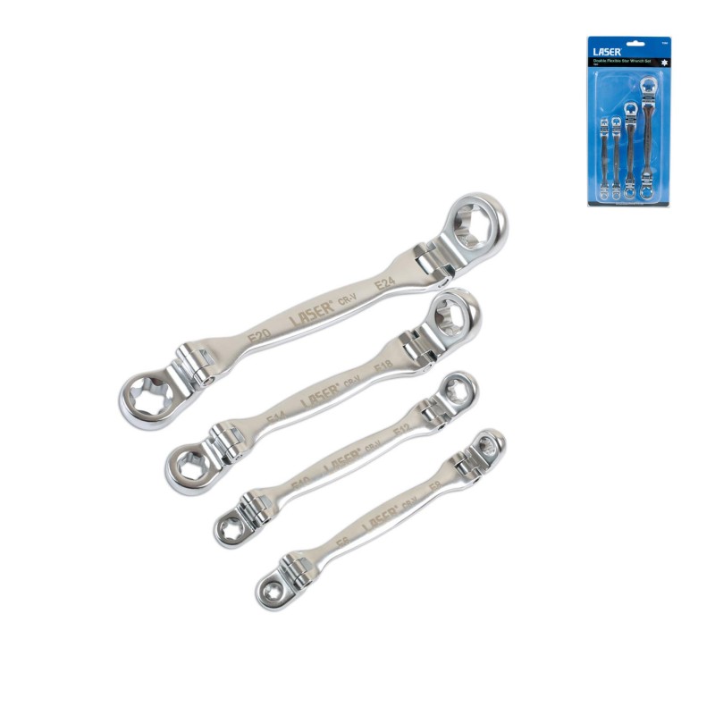 Torx csillagkulcs készlet 4 db-os csuklós - 8 méret: E6 - E24 - AT18 (LAS-7260) Torx csillagkulcs készlet 4 db-os csuklós - 8 méret: E6 - E24 - AT18 (LAS-7260)