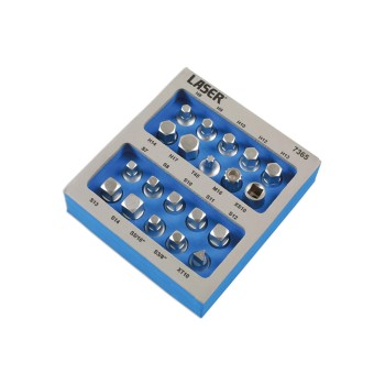 Olajleeresztő kulcs klt. 20 db-os 3/8&quot;- Tálcában - AT18 (LAS-7365)