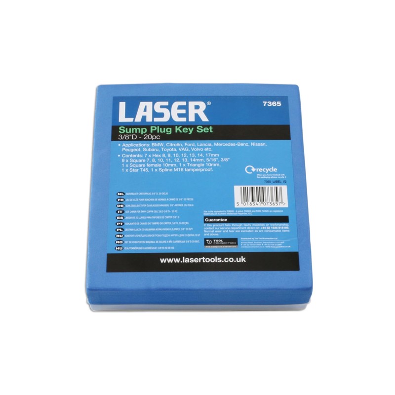 Olajleeresztő kulcs klt. 20 db-os 3/8"- Tálcában - AT18 (LAS-7365) Olajleeresztő kulcs klt. 20 db-os 3/8"- Tálcában - AT18 (LAS-7365)