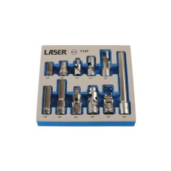 Dugókulcs és adapter klt. 11 mm univ. 1/4" - 3/8" -AT18 (LAS-7147) Dugókulcs és adapter klt. 11 mm univ. 1/4" - 3/8" -AT18 (LAS-7147)