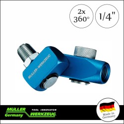 Levegő csatlakozó adapter-forgós, szabályzós 2x360 Fok 1/4&quot; -MÜLLER(MLR-400 036)