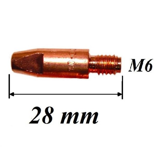 CO áramátadó fúvóka normál M6x28x8 mm x 1,0 mm MB25AK+MK24KD pisztolyhoz (18026)