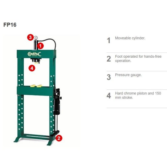 Prés 16 t hidro-pneumatilus lábpedálos - gyors dugattyú - Compac FP 16 (FP16)