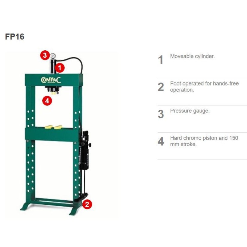 Prés 16 t hidro-pneumatilus lábpedálos - gyors dugattyú - Compac FP 16 (FP16)