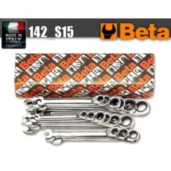 Csillag-villás racsnis klt. fényes-polírozott 6-22 mm 15 db-os Beta (142-S15)