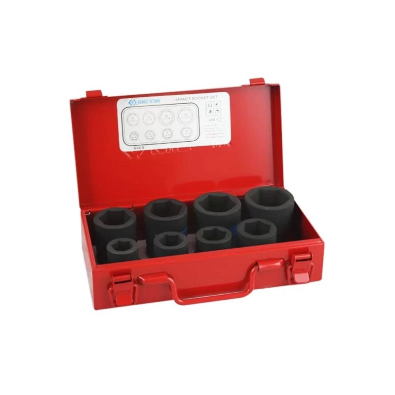 Légkulcsfej klt. 3/4&quot; 8 db-os 6 lap rövid KingTony (6408MP)