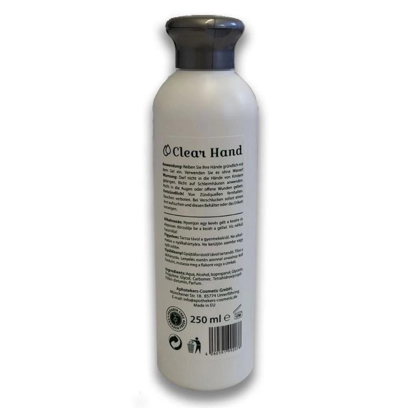 Kézfertőtlenítő gél - antibakteriális - 250 ml - Clearhand Illatmentes (CH-250) Kézfertőtlenítő gél - antibakteriális - 250 ml - Clearhand Illatmentes (CH-250)