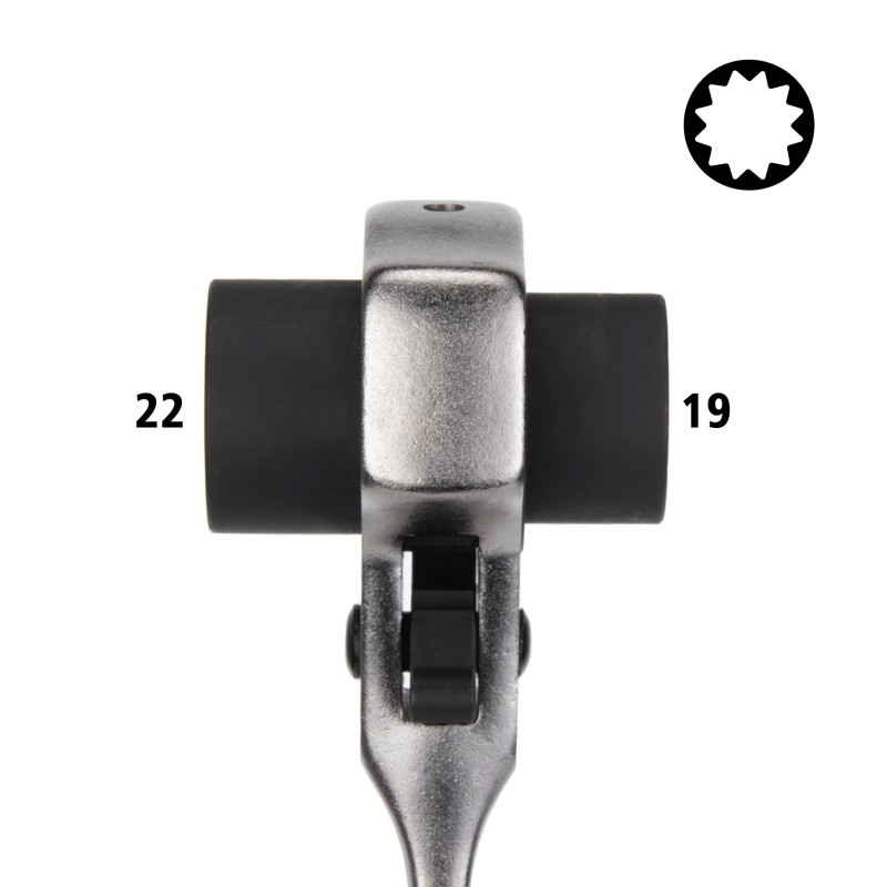 Crowa racsnis kulcs kettős 19x22 mm - Laser (LAS-5864)