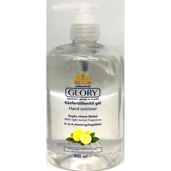 Kézfertőtlenítő gél - antibakteriális - 500 ml - PUMPÁS - Glory Citrom (GC-500)